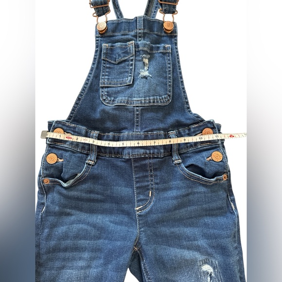 3/$20 Justice Girls Distressed Denim Overalls - Size 8 - Trendy Destroyed Wash - Picture 4 of 9